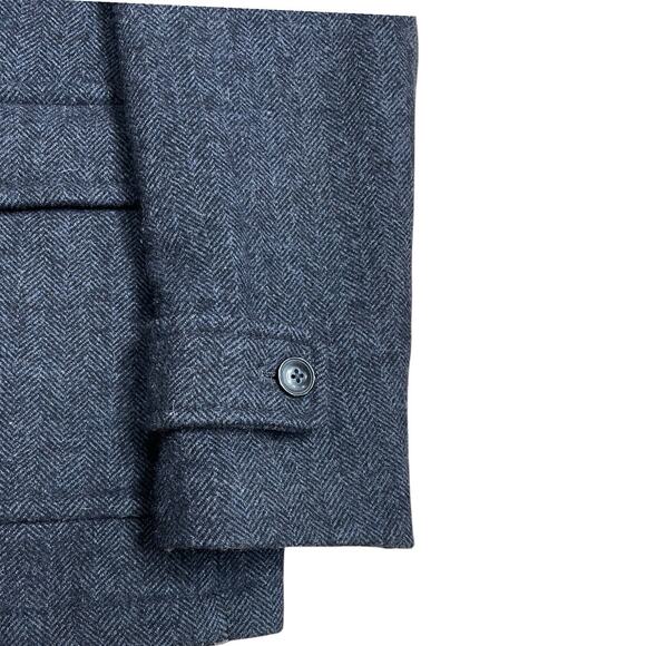 Jos A Bank Peacoat Mens L Gray Wool Blend Double Breasted Overcoat Coat Tweed - Picture 3 of 11